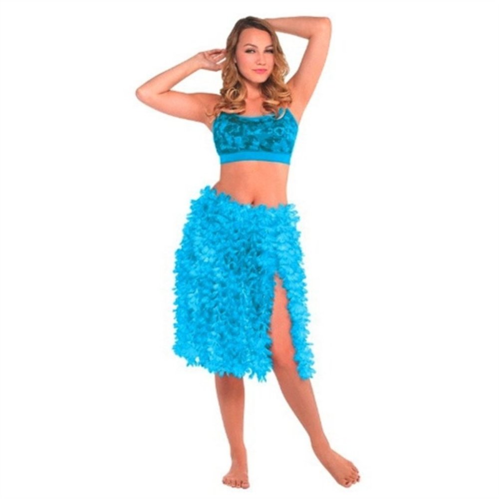 Blue floral hula skirt
